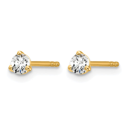 14k 1/5 carat Lab Grown Diamond VS/SI+ G+ Round Complete Three Prong Stud Earrings