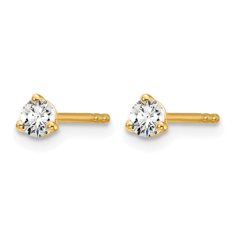 14k 1/5 carat Lab Grown Diamond VS/SI+ G+ Round Complete Three Prong Stud Earrings