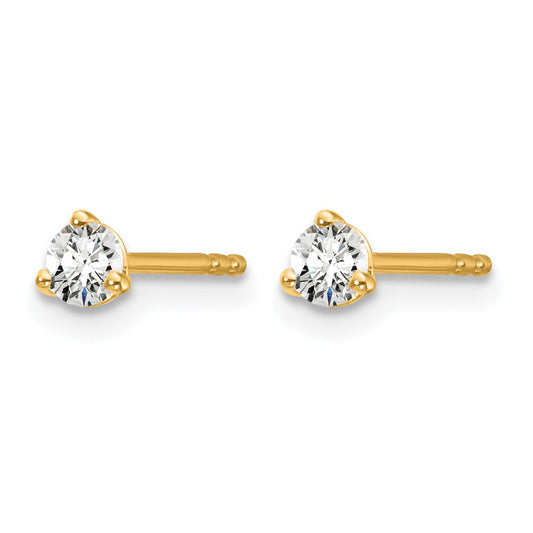 14k 1/5 carat Lab Grown Diamond VS/SI+ G+ Round Complete Three Prong Stud Earrings