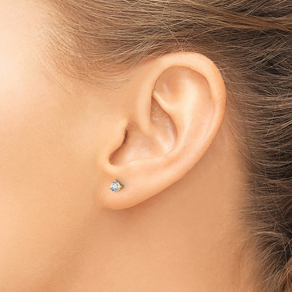 14k 1/5 carat Certified Lab Grown Diamond VS+ F+ Round Complete Three Prong Stud Earrings