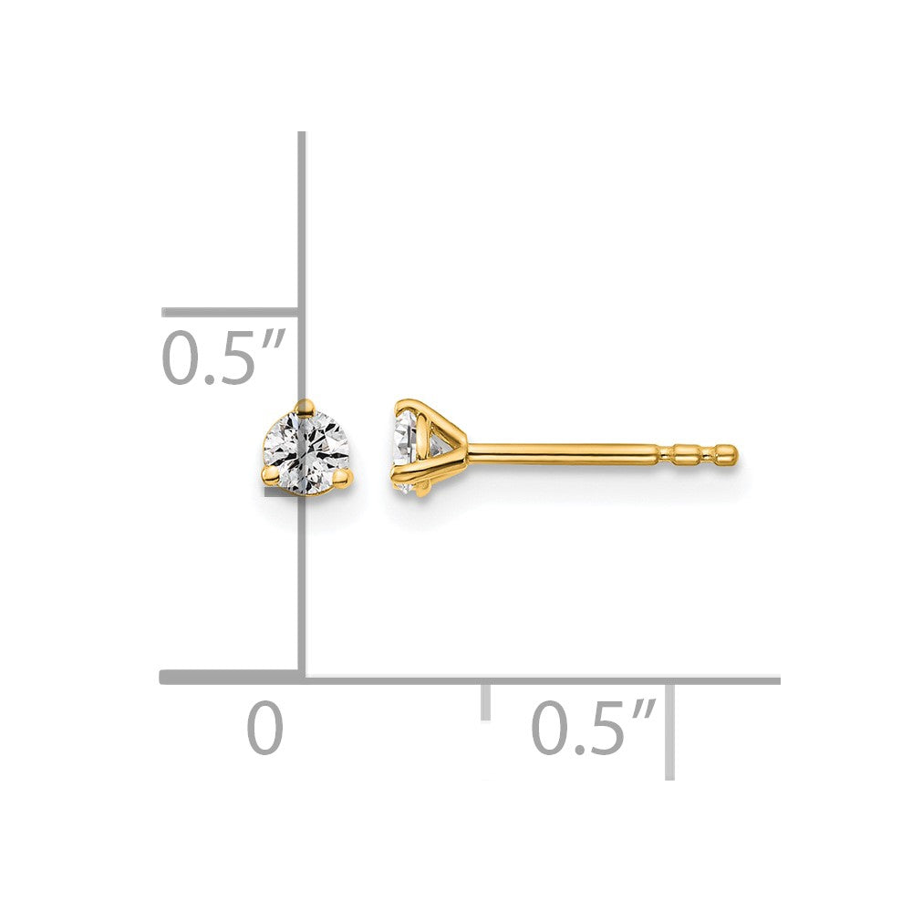 14k 1/5 carat Lab Grown Diamond VS/SI+ G+ Round Complete Three Prong Stud Earrings