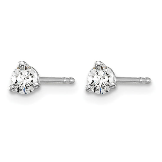14k White Gold 1/4 carat Lab Grown Diamond VS/SI+ G+ Round Complete Three Prong Stud Earrings