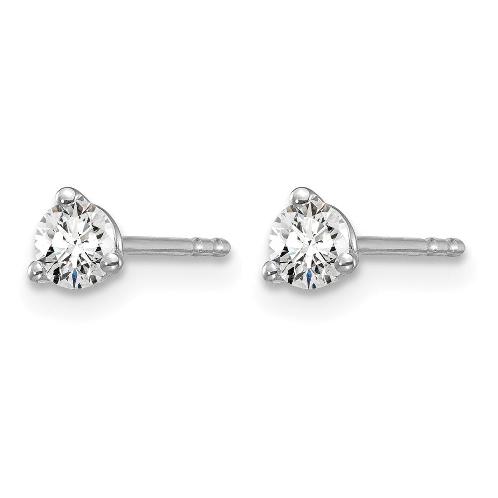 14k White Gold 1/4 carat Lab Grown Diamond VS+ F+ Round Complete Three Prong Stud Earrings