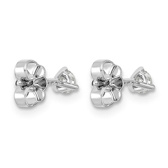 14k White Gold 1/4 carat Lab Grown Diamond VS+ F+ Round Complete Three Prong Stud Earrings