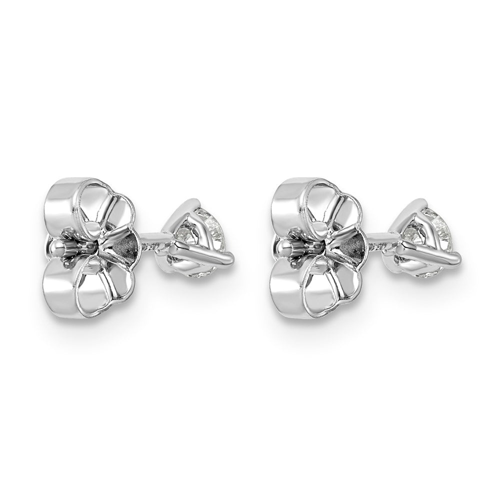 14k White Gold 1/4 carat Certified Lab Grown Diamond VS+ F+ Round Complete Three Prong Stud Earrings