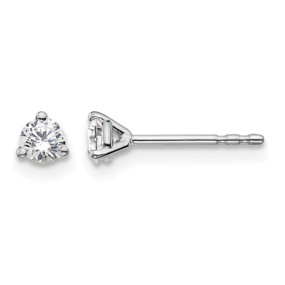 14k White Gold 1/4 carat Lab Grown Diamond VS/SI+ G+ Round Complete Three Prong Stud Earrings