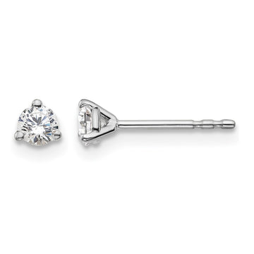 14k White Gold 1/4 carat Lab Grown Diamond VS/SI+ G+ Round Complete Three Prong Stud Earrings