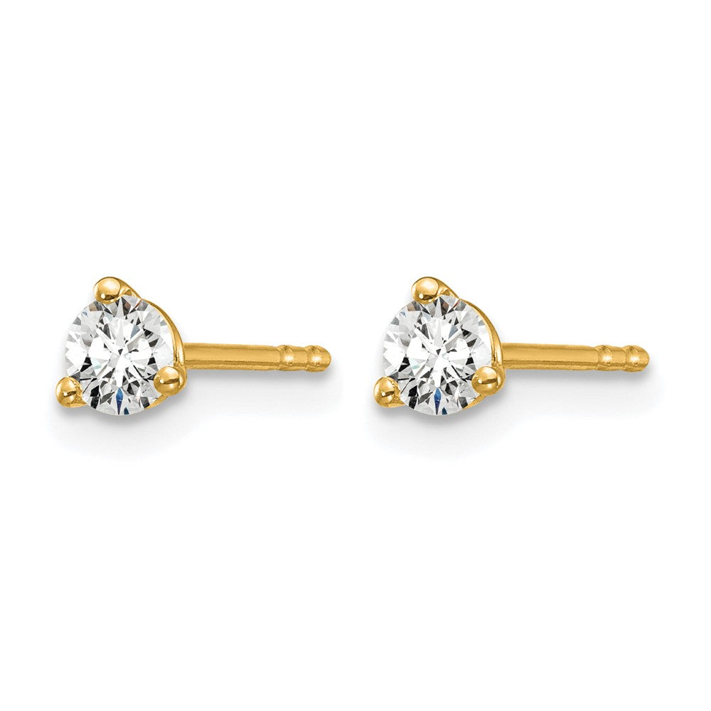 14k 1/4 carat Certified Lab Grown Diamond VS+ F+ Round Complete Three Prong Stud Earrings