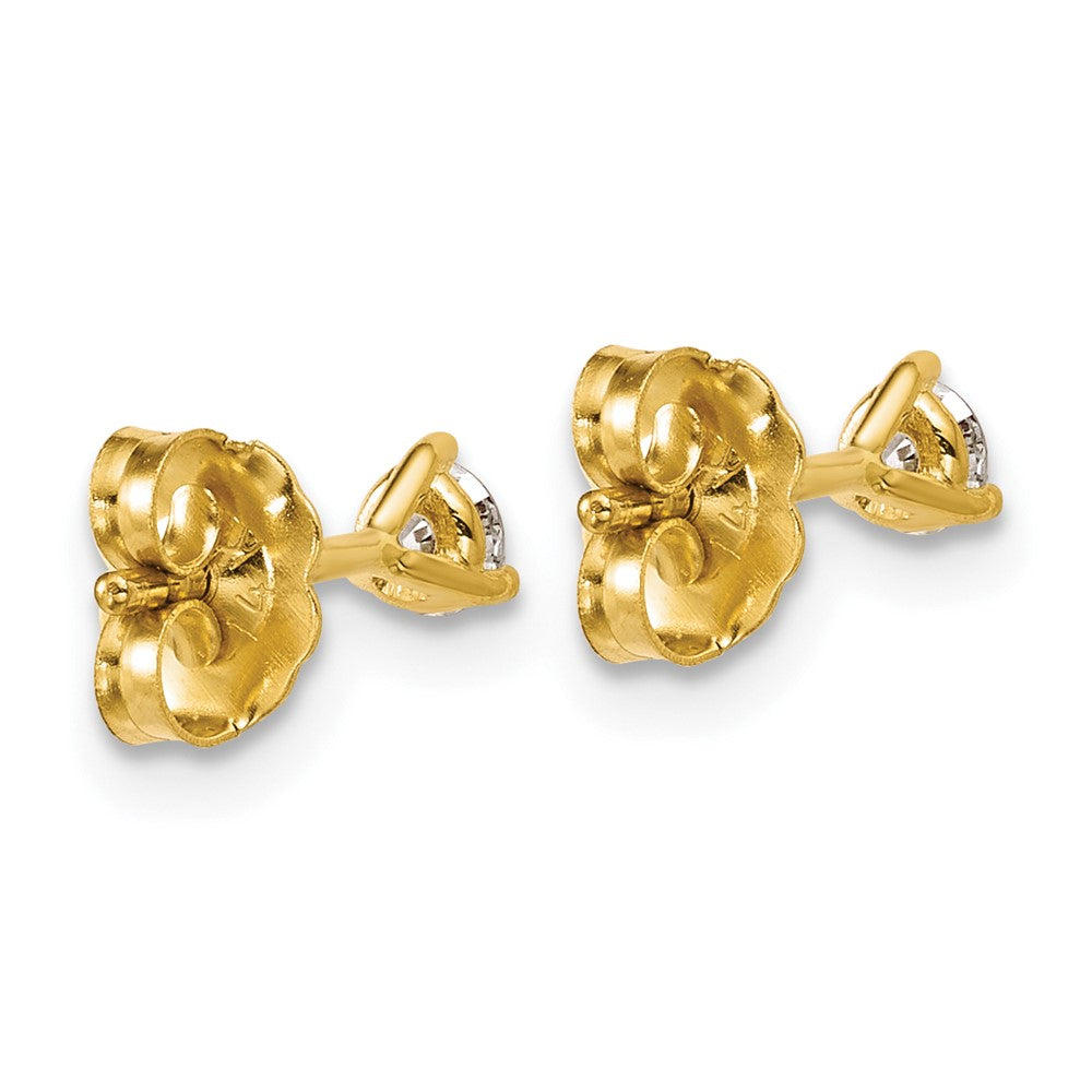 14k 1/4 carat Lab Grown Diamond VS/SI+ G+ Round Complete Three Prong Stud Earrings