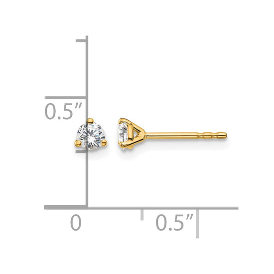 14k 1/4 carat Certified Lab Grown Diamond VS/SI+ G+ Round Complete Three Prong Stud Earrings