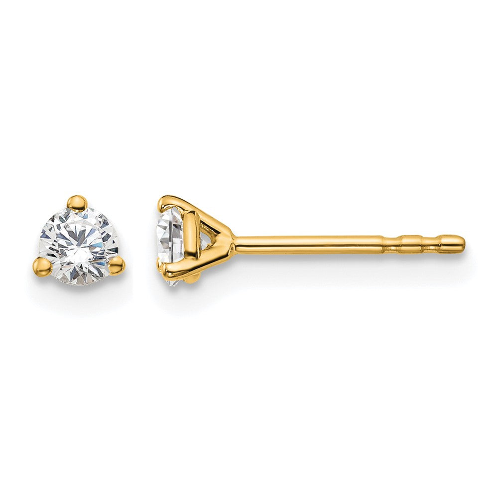 14k 1/4 carat Certified Lab Grown Diamond VS/SI+ G+ Round Complete Three Prong Stud Earrings