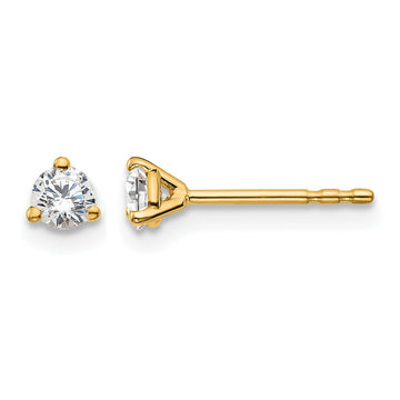 14k 1/4 carat Certified Lab Grown Diamond VS+ F+ Round Complete Three Prong Stud Earrings