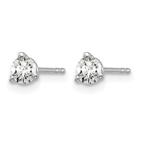 14k White Gold 1/3 carat Lab Grown Diamond VS/SI+ G+ Round Complete Three Prong Stud Earrings