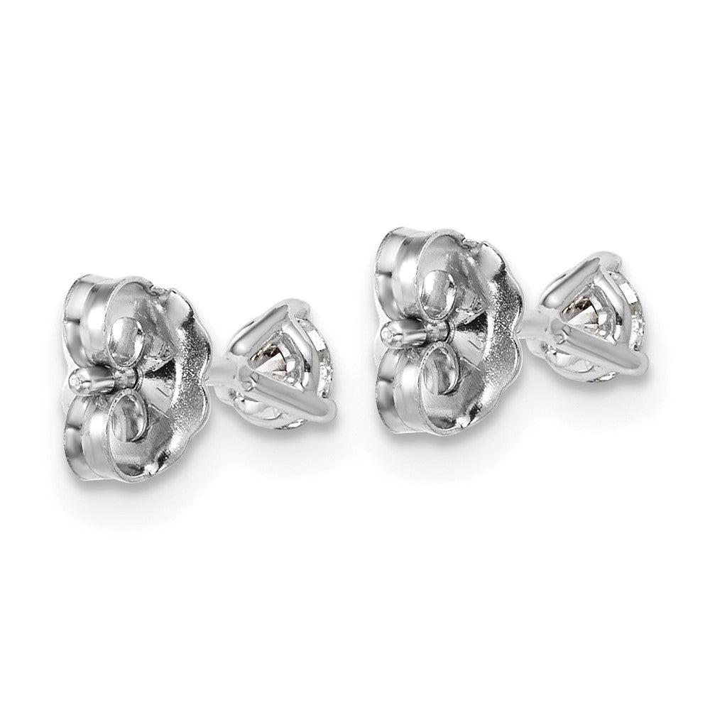 14k White Gold 1/3 carat Lab Grown Diamond VS/SI+ G+ Round Complete Three Prong Stud Earrings