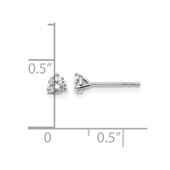 14k White Gold 1/3 carat Lab Grown Diamond VS/SI+ G+ Round Complete Three Prong Stud Earrings