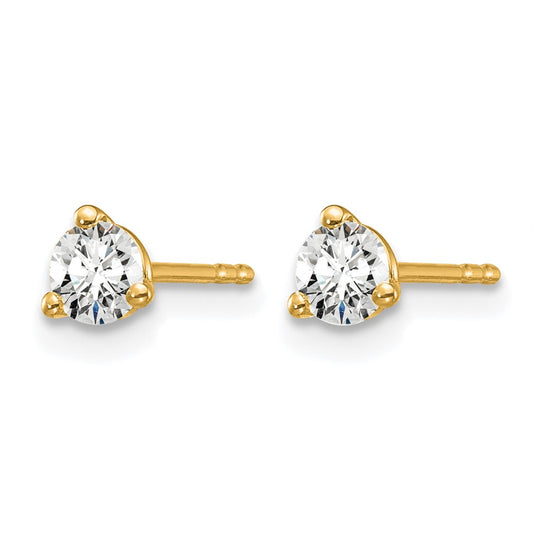 14k 1/3 carat Lab Grown Diamond VS/SI+ G+ Round Complete Three Prong Stud Earrings