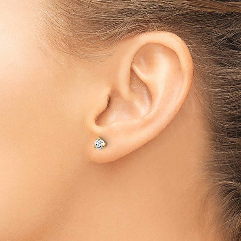 14k 1/3 carat Lab Grown Diamond VS+ F+ Round Complete Three Prong Stud Earrings