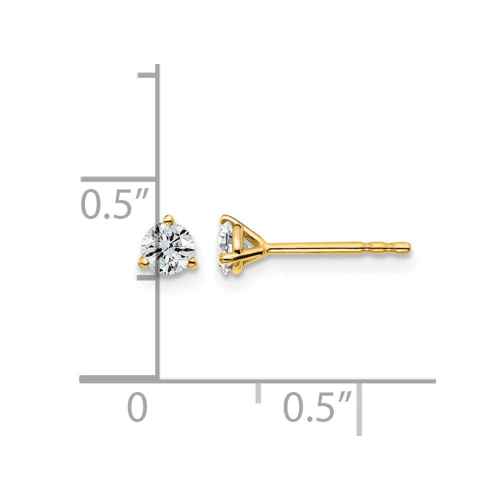 14k 1/3 carat Lab Grown Diamond VS/SI+ G+ Round Complete Three Prong Stud Earrings