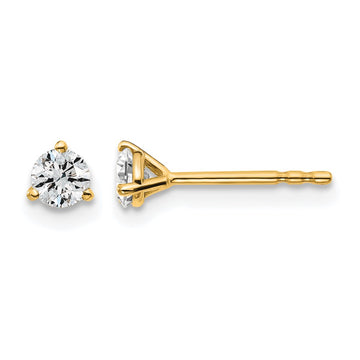 14k 1/3 carat Lab Grown Diamond VS+ F+ Round Complete Three Prong Stud Earrings