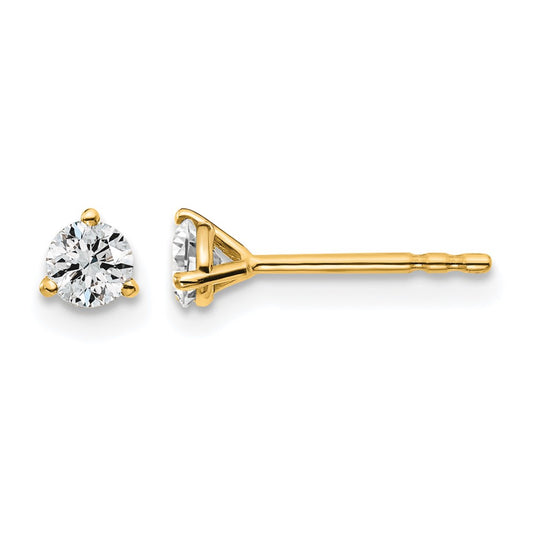 14k 1/3 carat Lab Grown Diamond VS+ F+ Round Complete Three Prong Stud Earrings