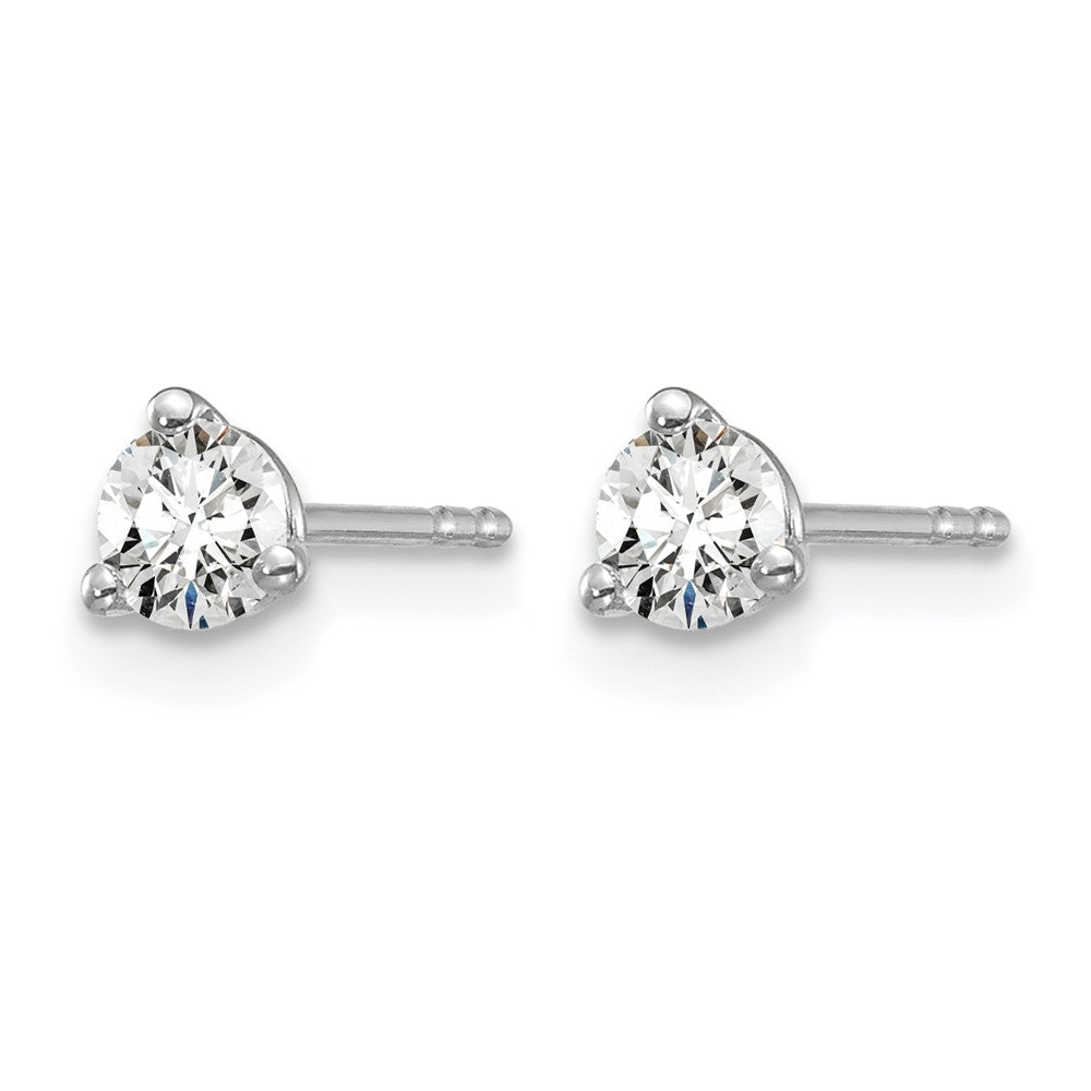 14k White Gold 3/8 carat Lab Grown Diamond VS/SI+ G+ Round Complete Three Prong Stud Earrings