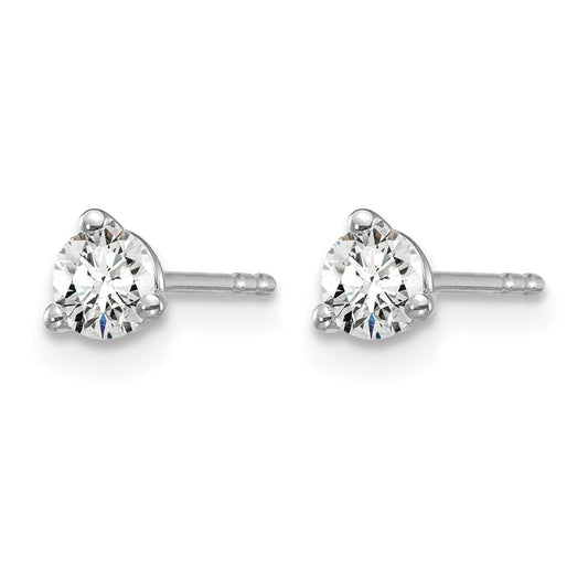 14k White Gold 3/8 carat Lab Grown Diamond VS/SI+ G+ Round Complete Three Prong Stud Earrings
