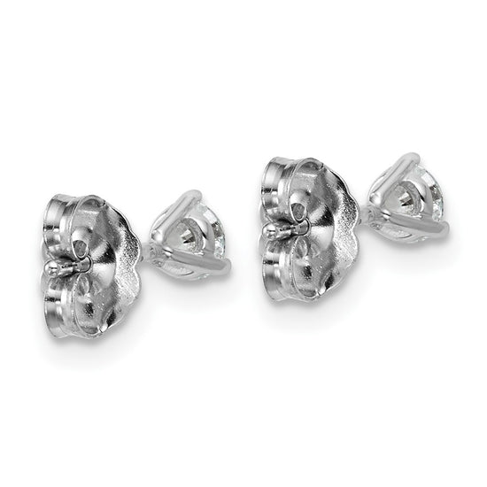 14k White Gold 3/8 carat Lab Grown Diamond VS/SI+ G+ Round Complete Three Prong Stud Earrings