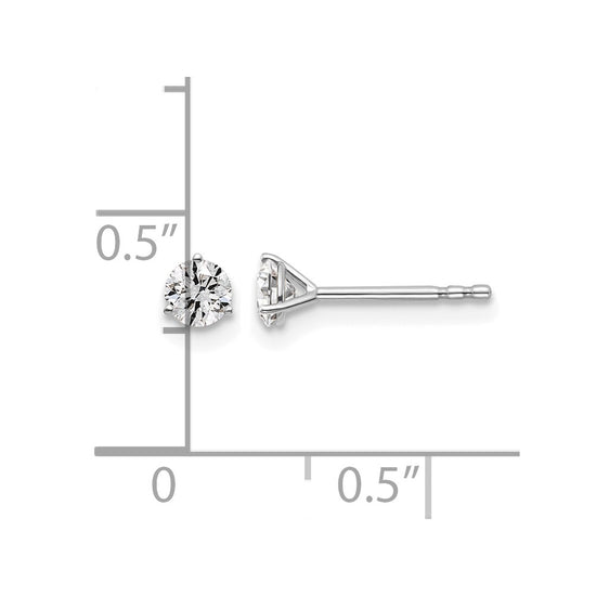 14k White Gold 3/8 carat Lab Grown Diamond VS/SI+ G+ Round Complete Three Prong Stud Earrings