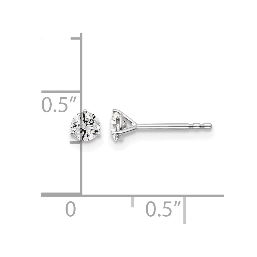 14k White Gold 3/8 carat Lab Grown Diamond VS/SI+ G+ Round Complete Three Prong Stud Earrings