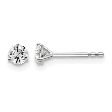 14k White Gold 3/8 carat Lab Grown Diamond VS/SI+ G+ Round Complete Three Prong Stud Earrings