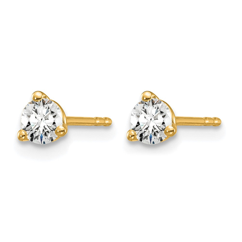 14k 3/8 carat Lab Grown Diamond VS/SI+ G+ Round Complete Three Prong Stud Earrings