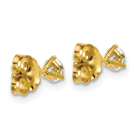 14k 3/8 carat Lab Grown Diamond VS/SI+ G+ Round Complete Three Prong Stud Earrings