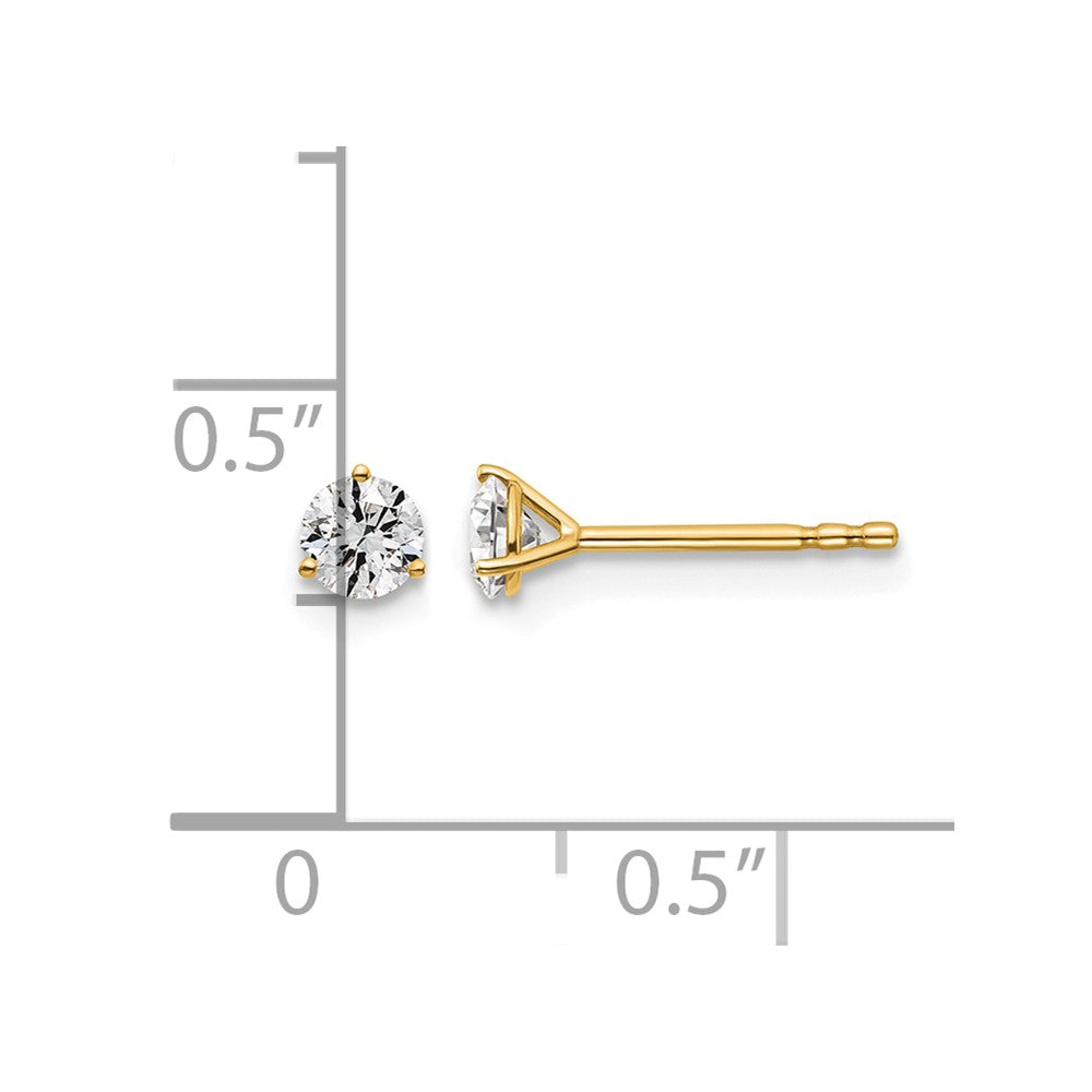 14k 3/8 carat Lab Grown Diamond VS/SI+ G+ Round Complete Three Prong Stud Earrings