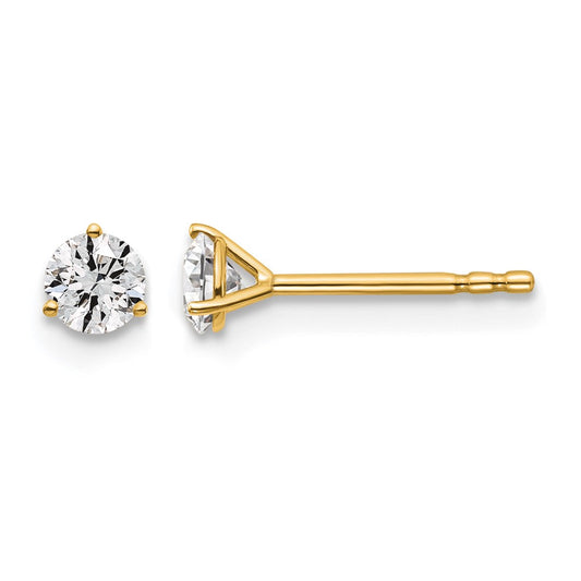 14k 3/8 carat Lab Grown Diamond VS/SI+ G+ Round Complete Three Prong Stud Earrings