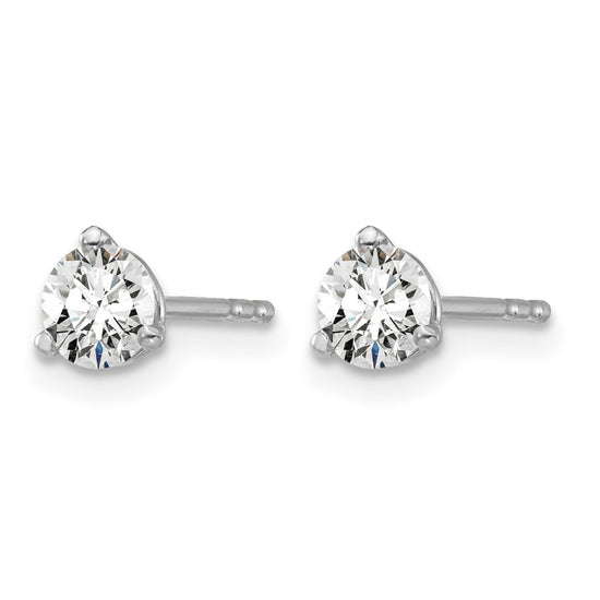 14k White Gold 1/2 carat Certified Lab Grown Diamond VS/SI+ G+ Round Complete Three Prong Stud Earrings