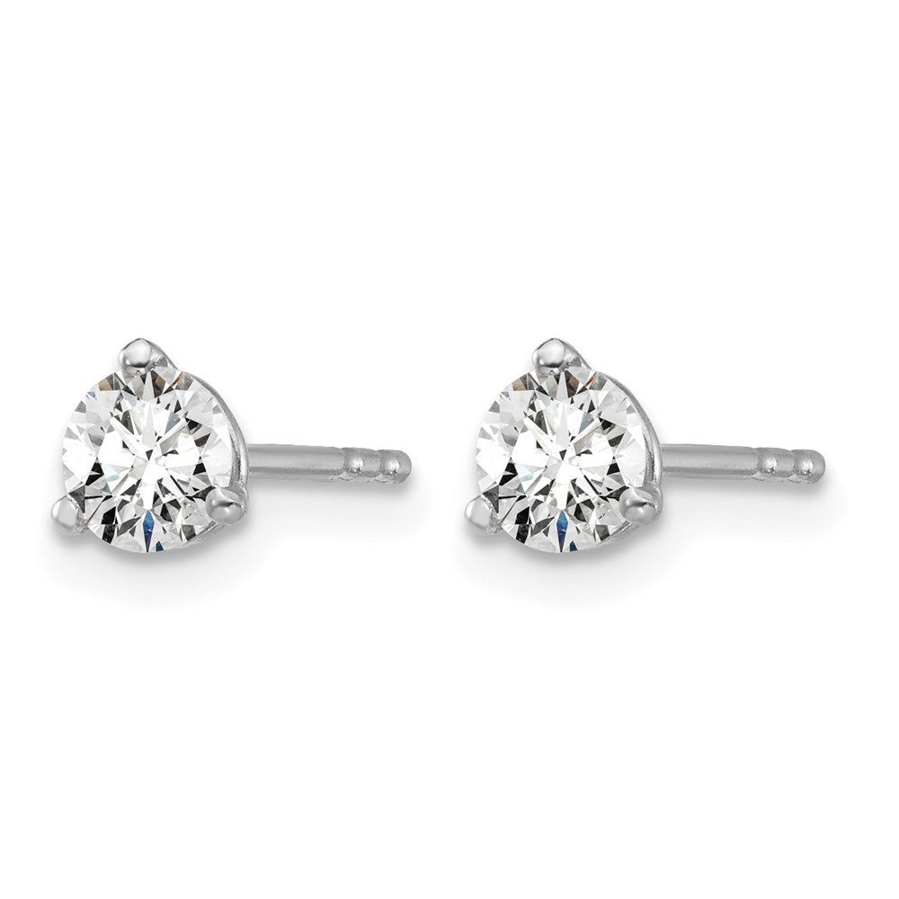 14k White Gold 1/2 carat Certified Lab Grown Diamond VS/SI+ G+ Round Complete Three Prong Stud Earrings