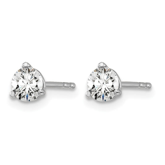 14k White Gold 1/2 carat Lab Grown Diamond VS/SI+ G+ Round Complete Three Prong Stud Earrings