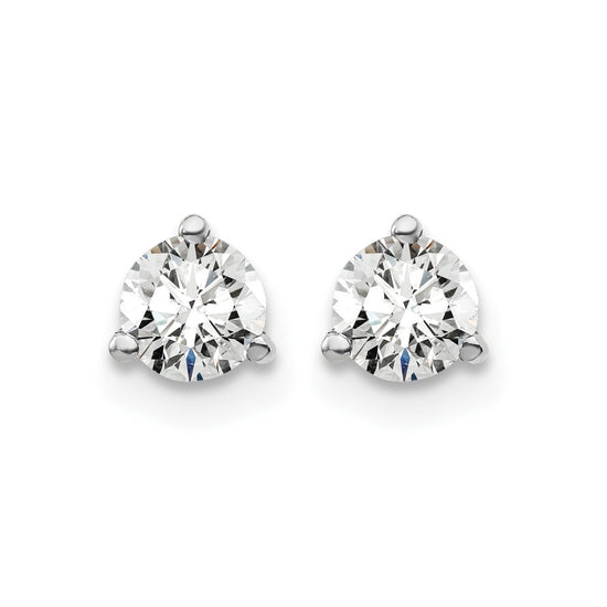 14k White Gold 1/2 carat Lab Grown Diamond VS/SI+ G+ Round Complete Three Prong Stud Earrings