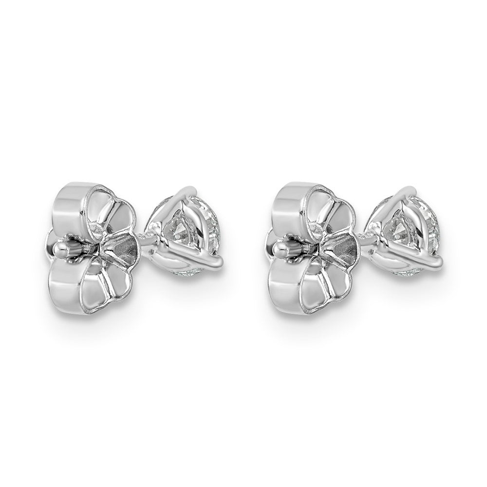 14k White Gold 1/2 carat Certified Lab Grown Diamond VS/SI+ G+ Round Complete Three Prong Stud Earrings