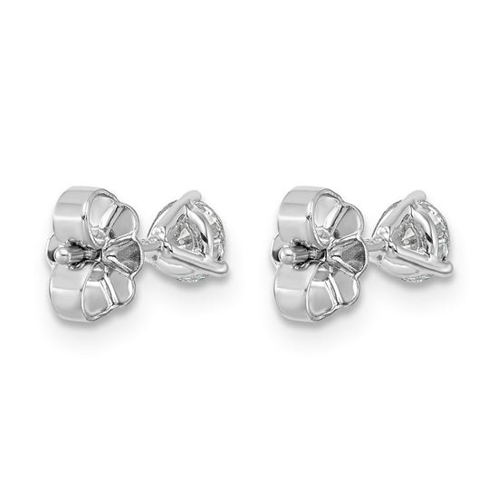 14k White Gold 1/2 carat Certified Lab Grown Diamond VS+ F+ Round Complete Three Prong Stud Earrings