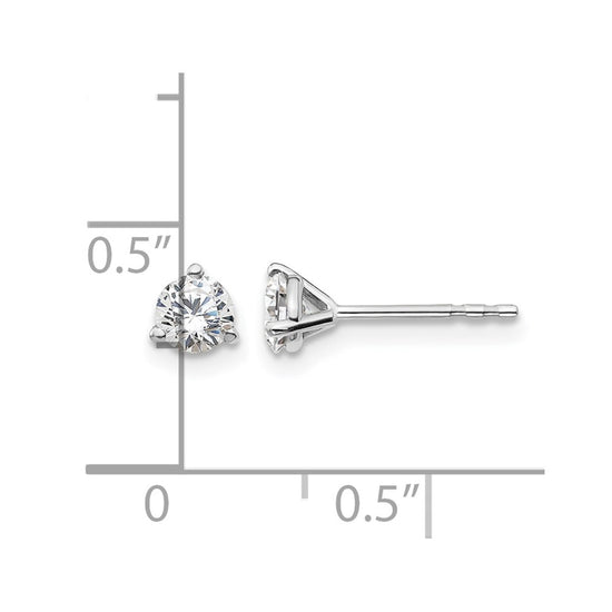 14k White Gold 1/2 carat Lab Grown Diamond VS/SI+ G+ Round Complete Three Prong Stud Earrings