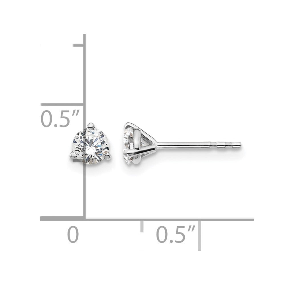 14k White Gold 1/2 carat Lab Grown Diamond VS/SI+ G+ Round Complete Three Prong Stud Earrings