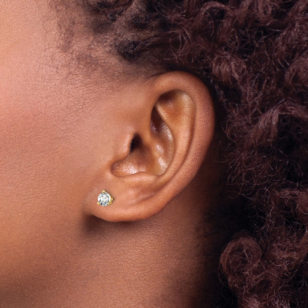 14k 1/2 carat Certified Lab Grown Diamond VS/SI+ G+ Round Complete Three Prong Stud Earrings