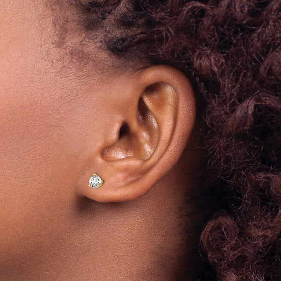 14k 1/2 carat Certified Lab Grown Diamond VS+ F+ Round Complete Three Prong Stud Earrings