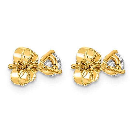 14k 1/2 carat Certified Lab Grown Diamond VS+ F+ Round Complete Three Prong Stud Earrings