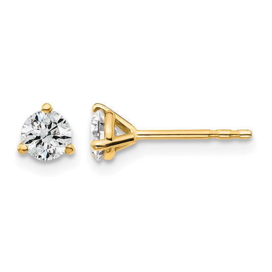14k 1/2 carat Lab Grown Diamond VS+ F+ Round Complete Three Prong Stud Earrings