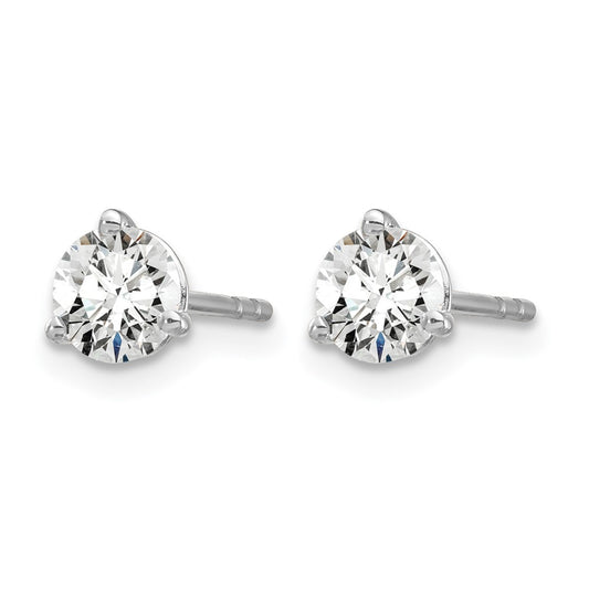 14k White Gold 5/8 carat Lab Grown Diamond VS/SI+ G+ Round Complete Three Prong Stud Earrings