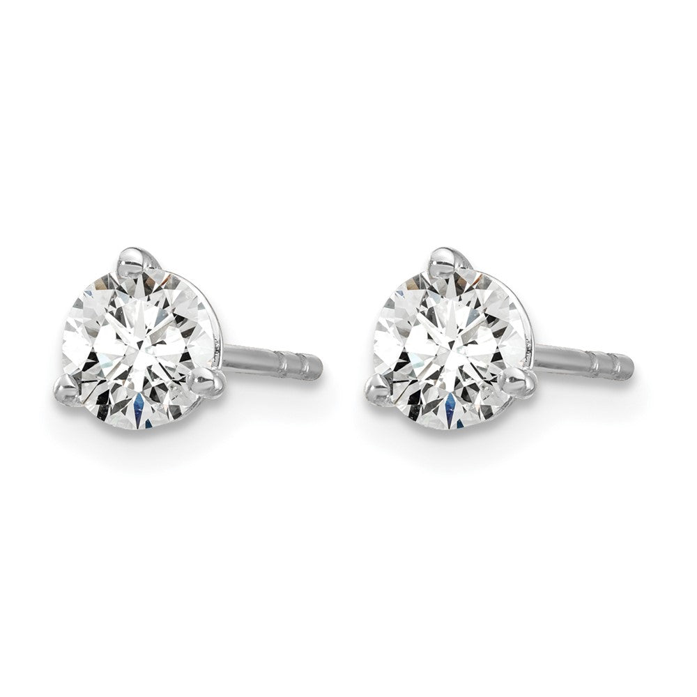 14k White Gold 5/8 carat Certified Lab Grown Diamond VS+ F+ Round Complete Three Prong Stud Earrings