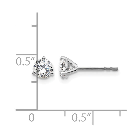 14k White Gold 5/8 carat Certified Lab Grown Diamond VS+ F+ Round Complete Three Prong Stud Earrings