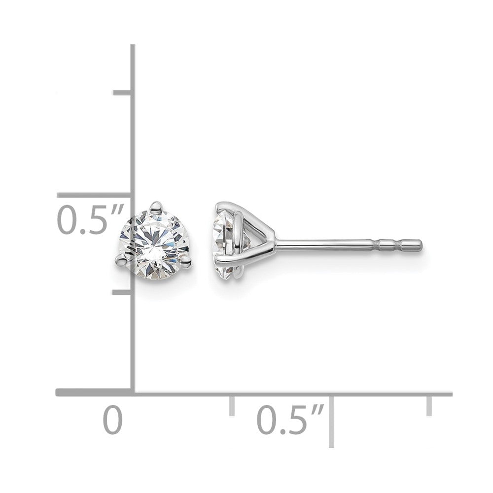 14k White Gold 5/8 carat Certified Lab Grown Diamond VS+ F+ Round Complete Three Prong Stud Earrings